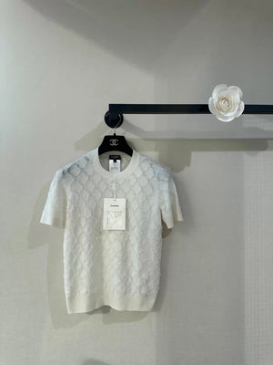 Chanel 24k white cashmere knit top