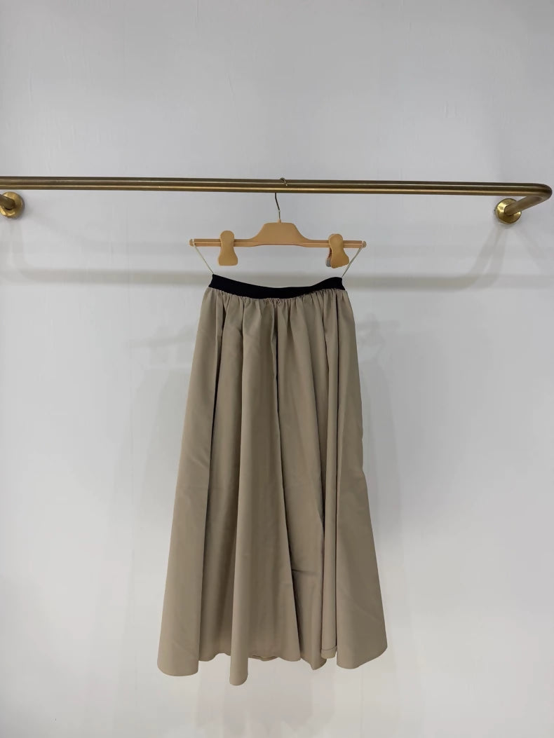 Miu Miu nylon full skirt with lettering at the waist