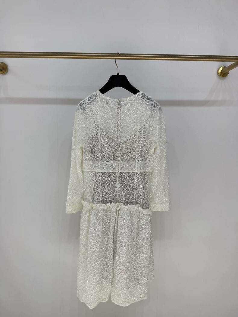 Chanel 23S ecru sequined dress