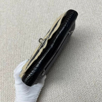 Hermès Kelly Danse Black Matte Crocodile with Silver Hardware, Z Engraved