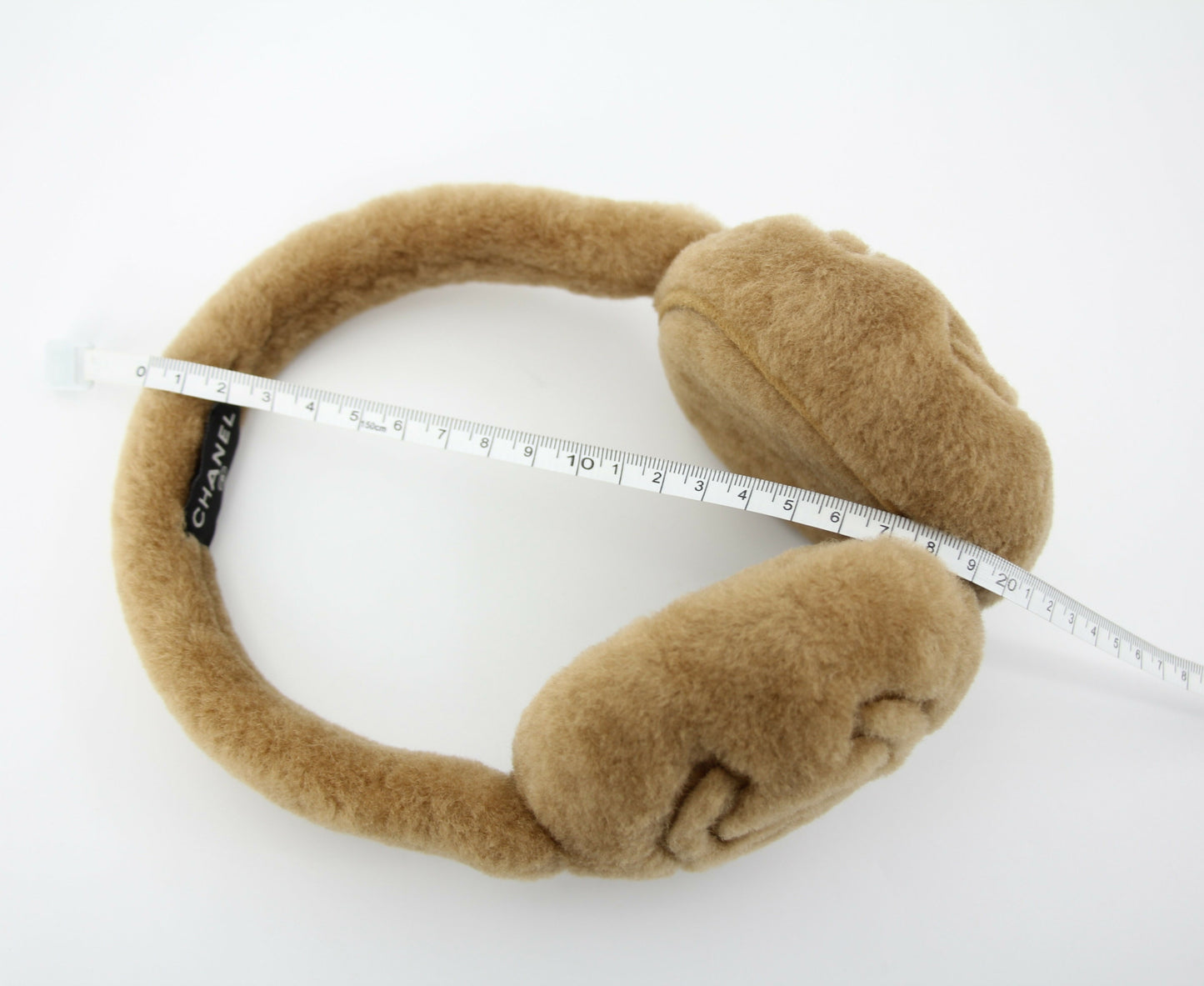 Chanel Shearling CC Earmuffs in Light Brown