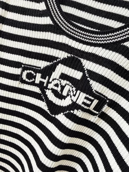 Chanel 23C black and white striped top