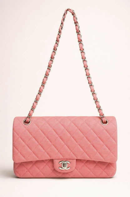 Chanel 14A Supermarket Pink Jersey Medium Classic Timeless Double Flap Bag