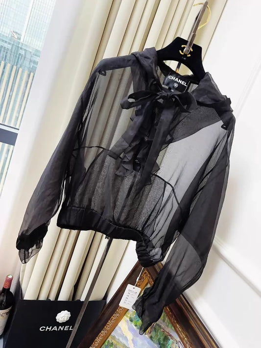 Chanel 19K Black Organza Top