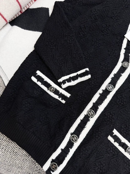 Chanel 22c Black and White Cardigan