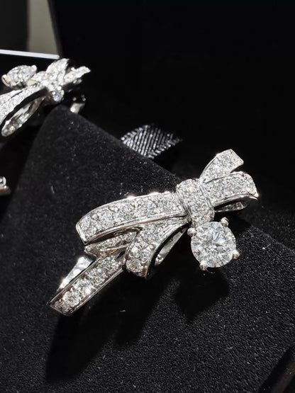 CHANEL earrings, white gold, full diamond bow, c