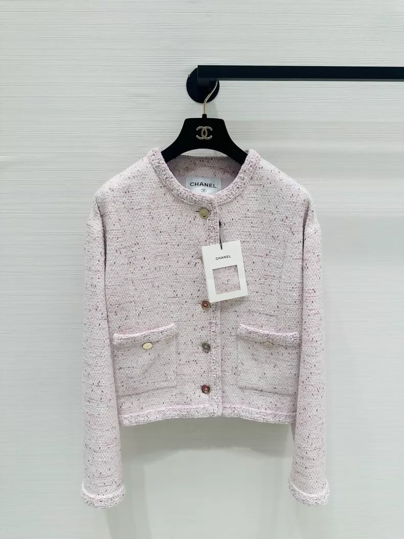 Chanel 26P pastel pink tweed jacket