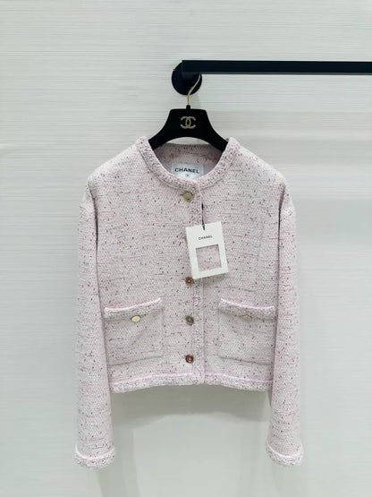 Chanel 26P pastel pink tweed jacket