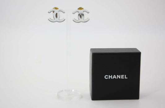 Chanel Vintage 03C Mirror Silver CC Clip-on Earrings
