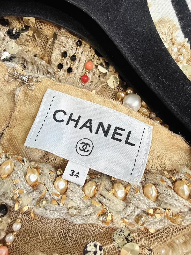 Chanel 18C khaki top with gold embroidery