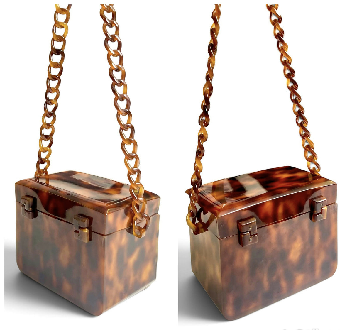 Chanel 1994-1996 Tortoiseshell Plexiglass Mini Box Vanity Bag extra rare
