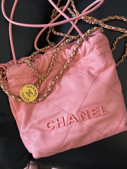 Chanel 23k pink leather mini bag