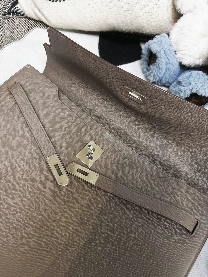 Hermes Kelly Depeches 36 briefcase pewter grey silver hardware