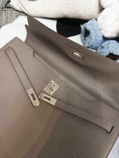 Hermes Kelly Depeches 36 briefcase pewter grey silver hardware