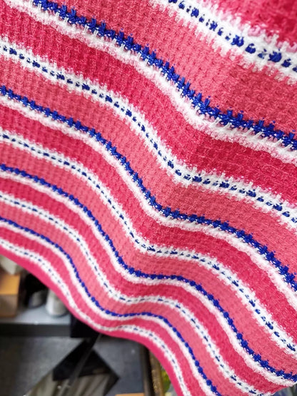 Chanel 24P pink and blue-white striped knit skirt