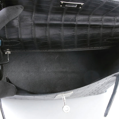 Hermes Kelly 28 Noir Colvert Matte Alligator Palladium hardware