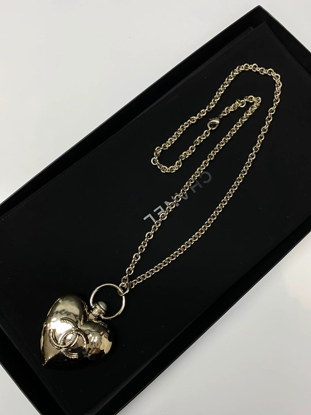 Chanel heart long chain necklace