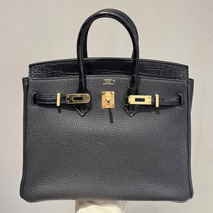 Hermes Birkin 25 touch matte alligator / Togo leather gold hardware