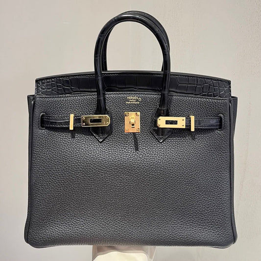 Hermes Birkin 25 touch matte alligator / Togo leather gold hardware