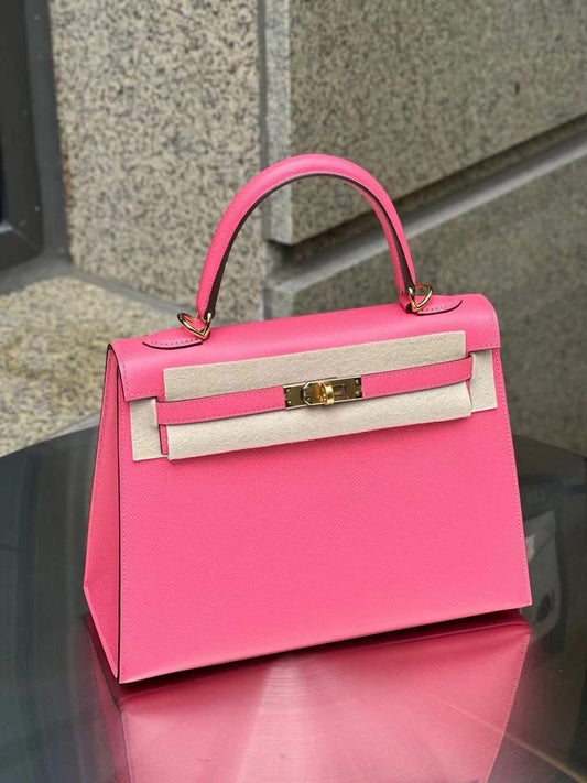 Hermes kelly 25 Rose Azalee Epsom leather gold hardware