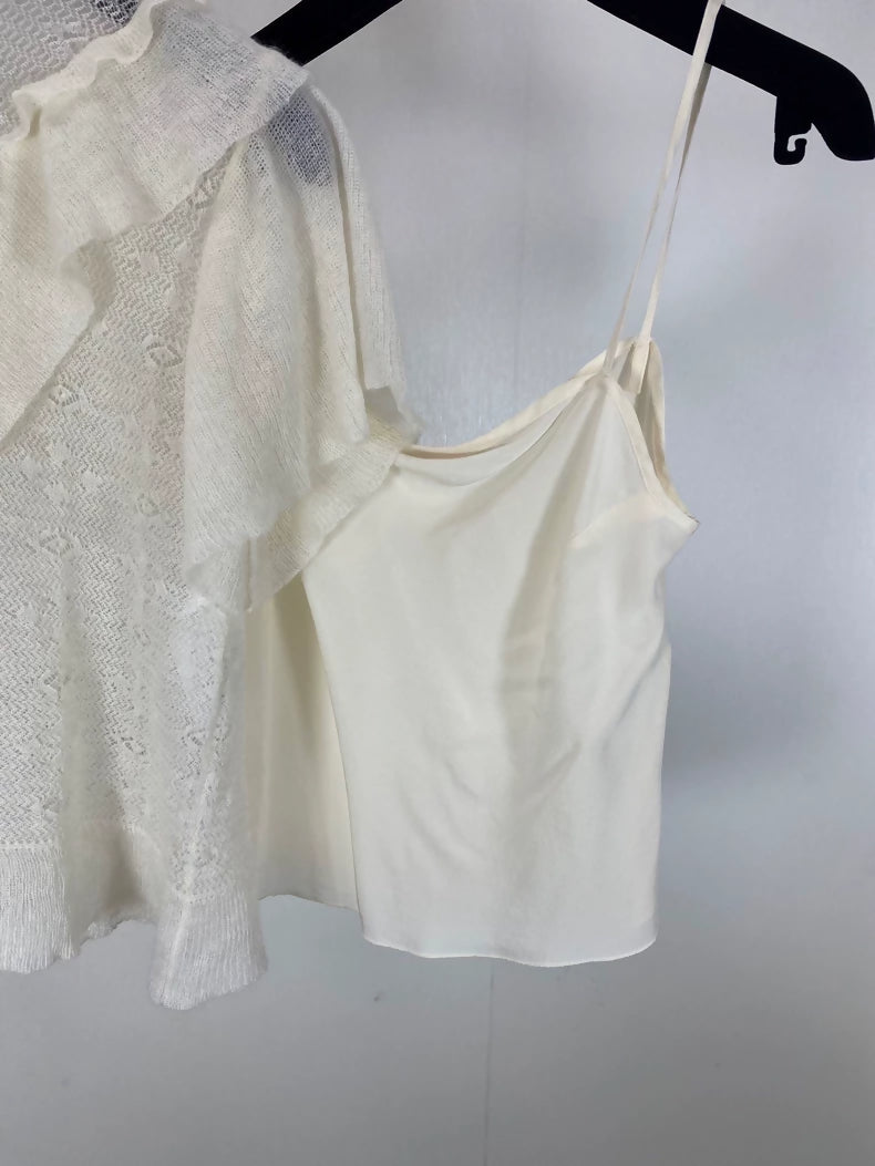 Dior Ruffled Crochet Short-Sleeved Two-Piece Set top