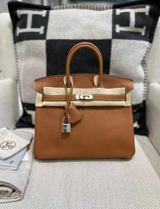 Hermès Hermes birkin 25 gold brown togo Leather palladium hardware stamp D - 25 Tote Bag - Secondhand luxury from Wararni