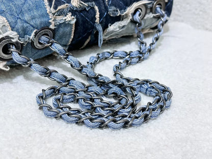 Chanel Paris-Dallas Flap Bag in Blue Patchwork Denim with Aged Silver Hardware (2014)
