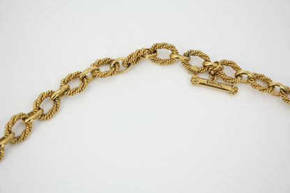 Chanel Vintage 94A Gold-plated Pendant Sun CC Chunky Chain Long Necklace