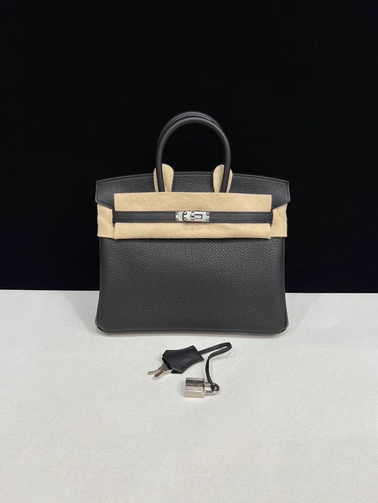 Hermes Birkin 25 black togo leather Palladium Hardware