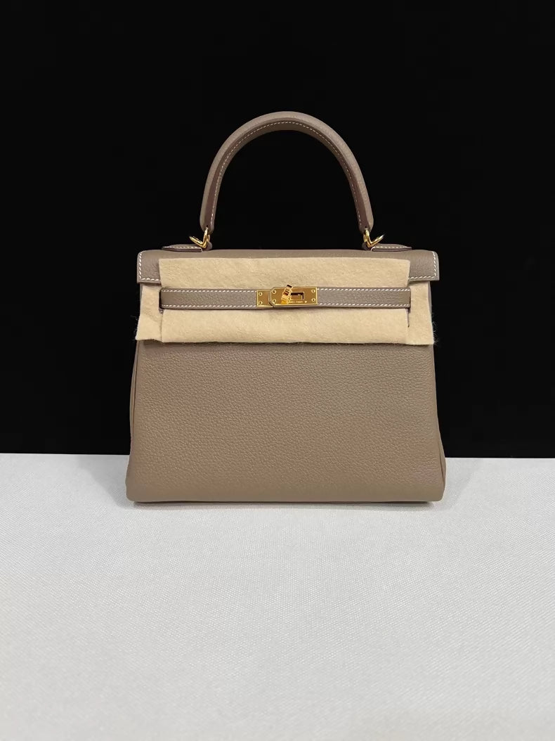Hermes Kelly 25 Etoupe Togo leather with gold hardware