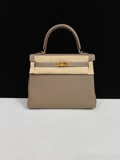 Hermes Kelly 25 Etoupe Togo leather with gold hardware