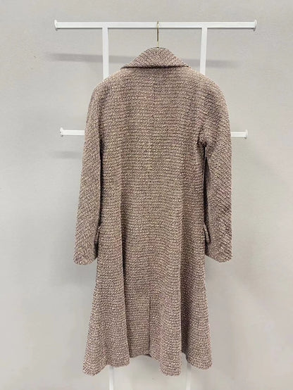 Chanel brown tweed long coat