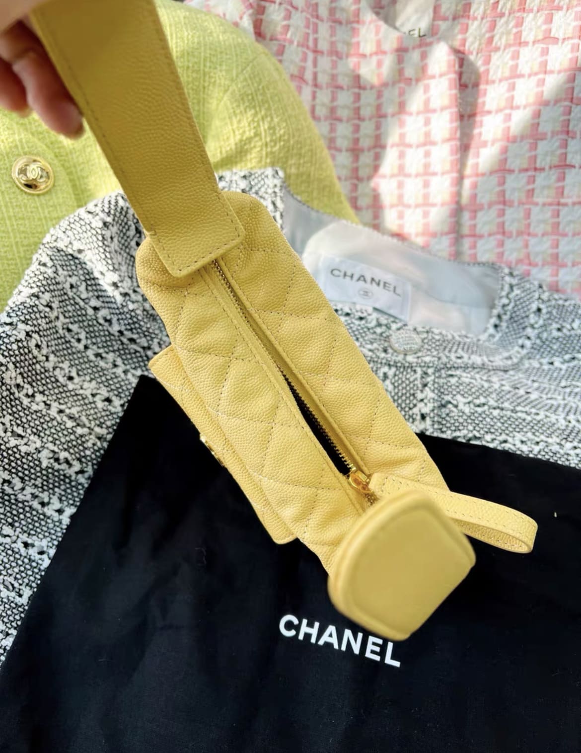 Chanel 23 Yellow Lychee Leather Hula Hoop Clutch