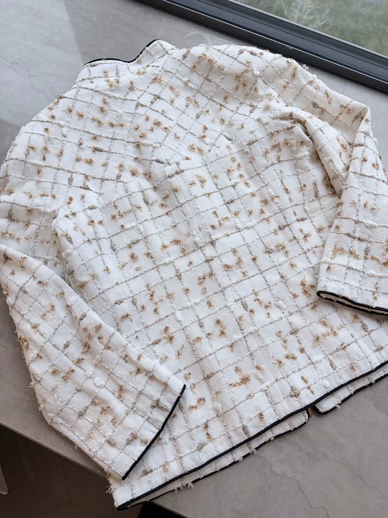Chanel 19S ecru gold tweed Jacket