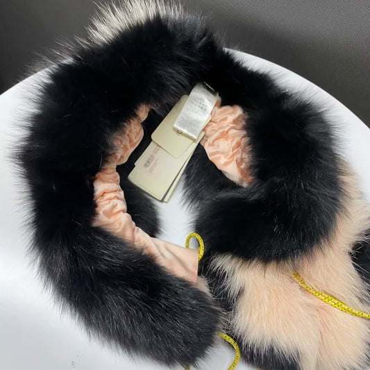 Pink and black Fendi plush scarf