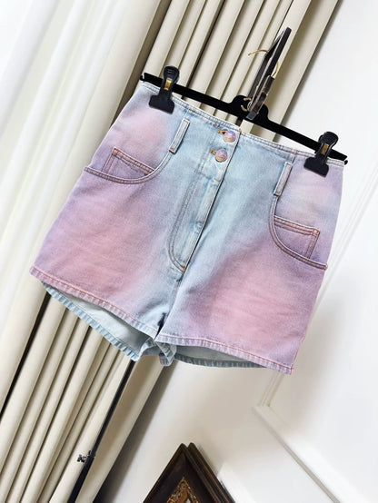 Chanel 24C pink denim shorts