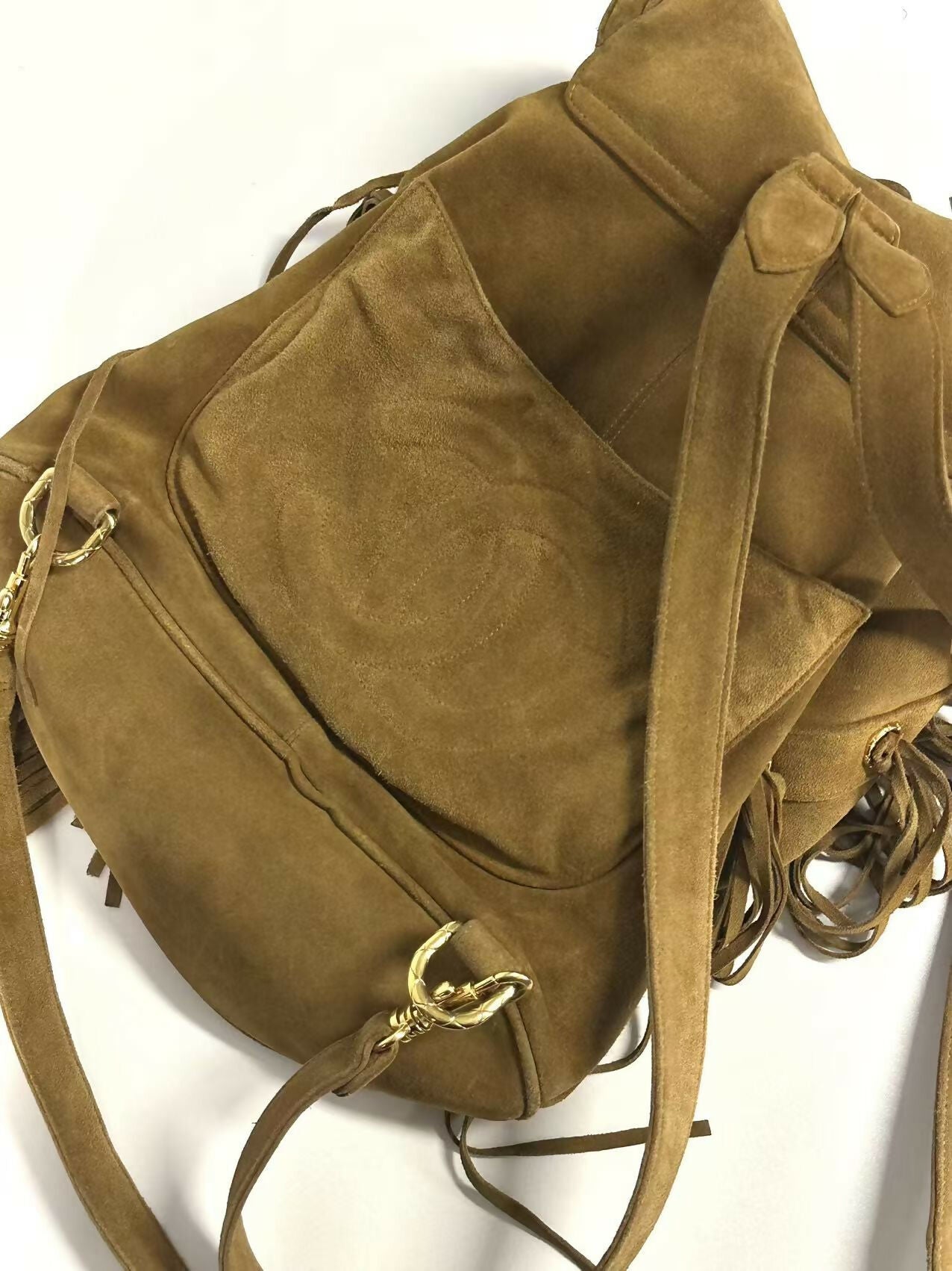 Chanel Vintage 90s Suede Fringe Backpack