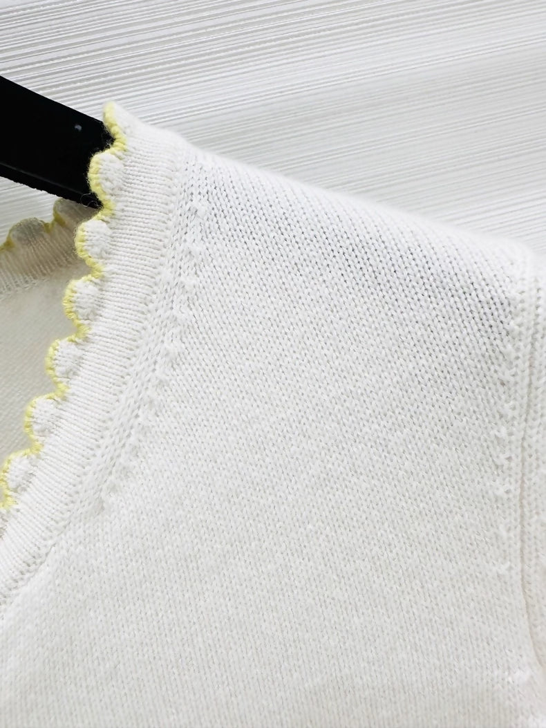 Chanel 25S white/yellow knit cardigan