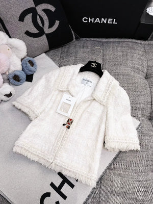 Chanel 18c off-white pearl-trimmed tassel jacket