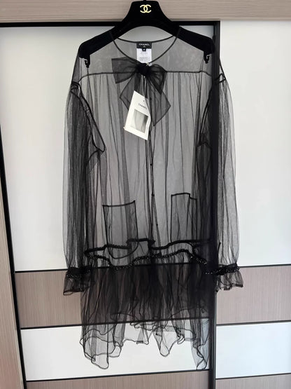 Chanel 25K Black Lace Blouse