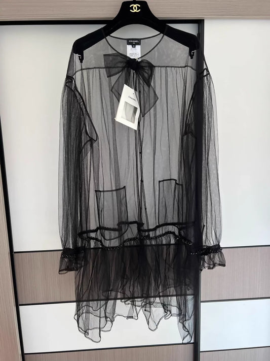 Chanel 25K Black Lace Blouse