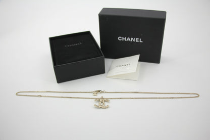 Chanel A20S Leather-threaded Metal Black Gold CC Necklace