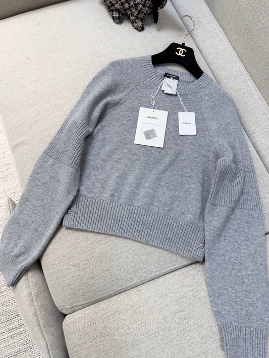 Chanel 24b grey cashmere sweater