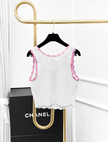 Chanel 24P white knitted top