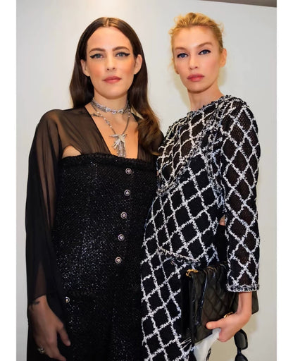 Chanel 25S Black & white quilted embroidered jacket