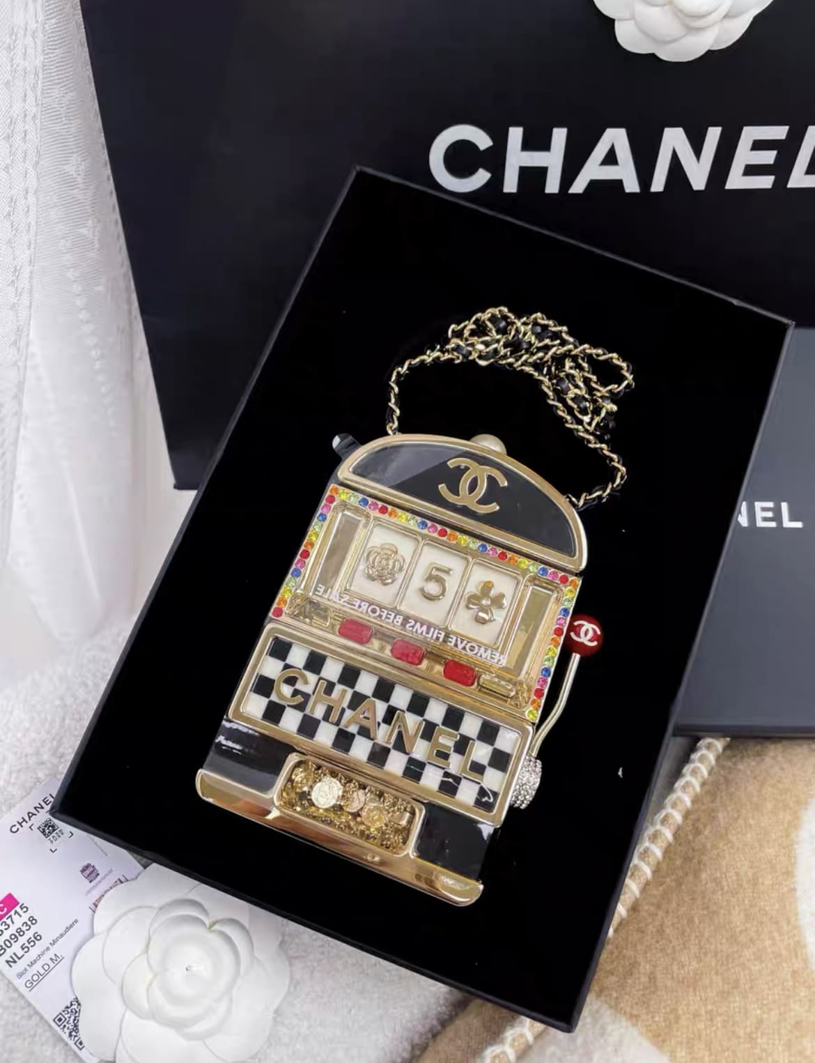 NIB Chanel 23C Monaco Slot Machine Casino Minaudière Evening Clutch Bag