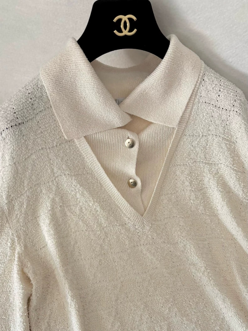 Chanel 26P off-white polo shirt