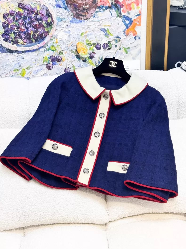 Chanel 15A blue and white cape jacket and skirt set