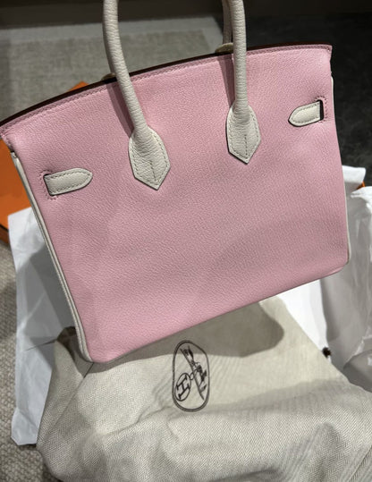 Hermès Special Order (HSS) Birkin 25 Rose Sakura and White Silver Hardware