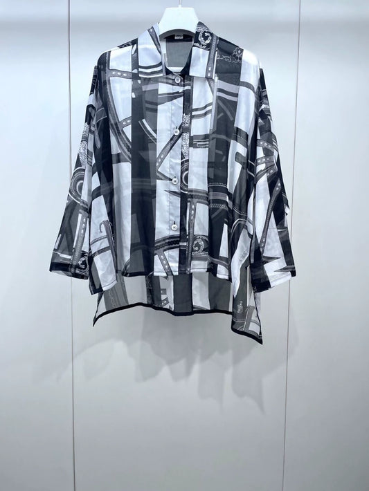 Hermès black & white top
